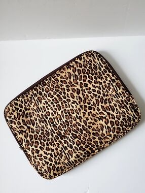 Animal Print 14" Tan and Black Laptop Zip Pouch